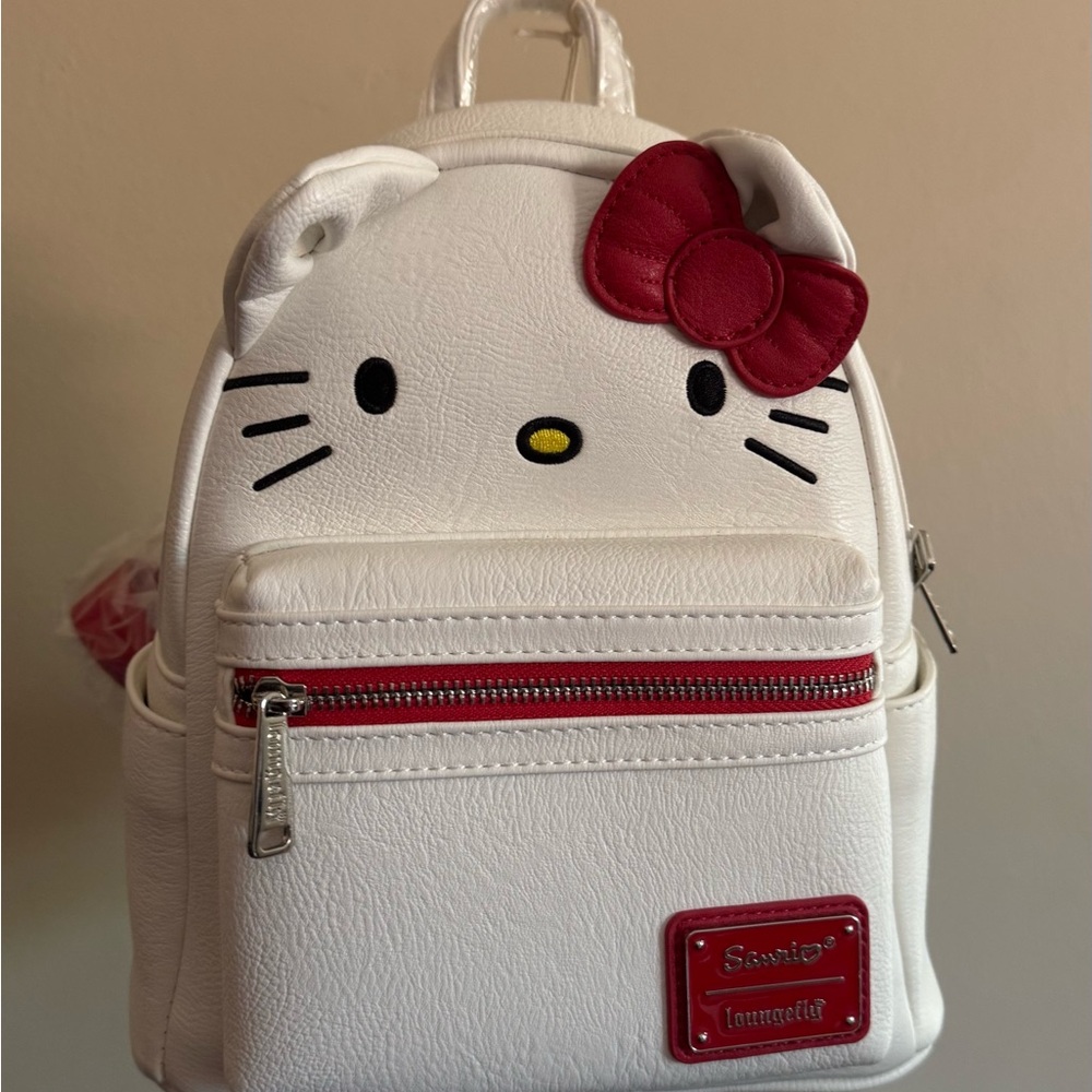 Hello Kitty White and Red Mini Backpack with Bow Accent by Loungefly - Picture 4 of 5